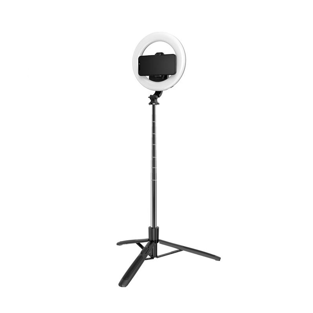 Techsuit - Selfie Stick (Q05s) - Stable Tripod with Bluetooth Remote Control and Ring Light, Stainless Steel, 170cm - Bl