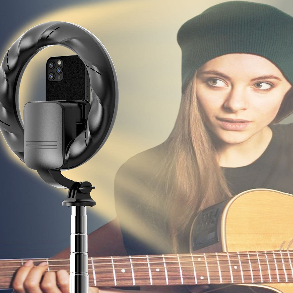 Techsuit - Selfie Stick (Q05s) - Stable Tripod with Bluetooth Remote Control and Ring Light, Stainless Steel, 170cm - Bl