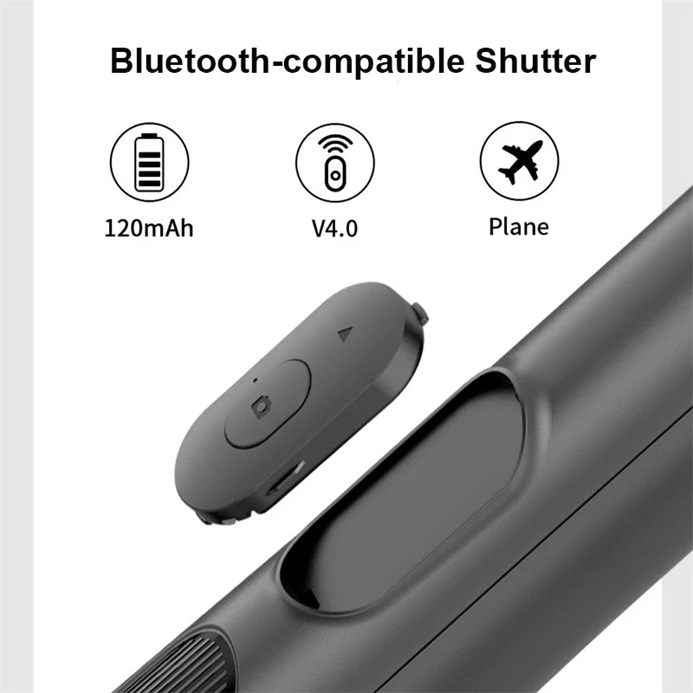 Techsuit - Selfie Stick (Q05) - Stable Tripod with Bluetooth Remote Control, 360 Rotation, Stainless Steel, 158cm - Blac