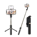 Techsuit - Selfie Stick (Q03) - Stable Tripod with Bluetooth Remote Control, Aluminium Alloy, 360 Rotation, 74cm - Black