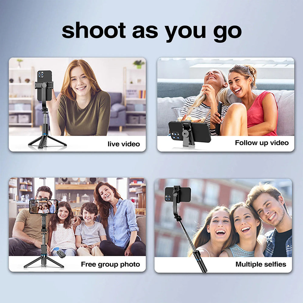 Techsuit - Selfie Stick (C01) - with Foldable Stable Tripod and Bluetooth Remote Control, 106cm - Black