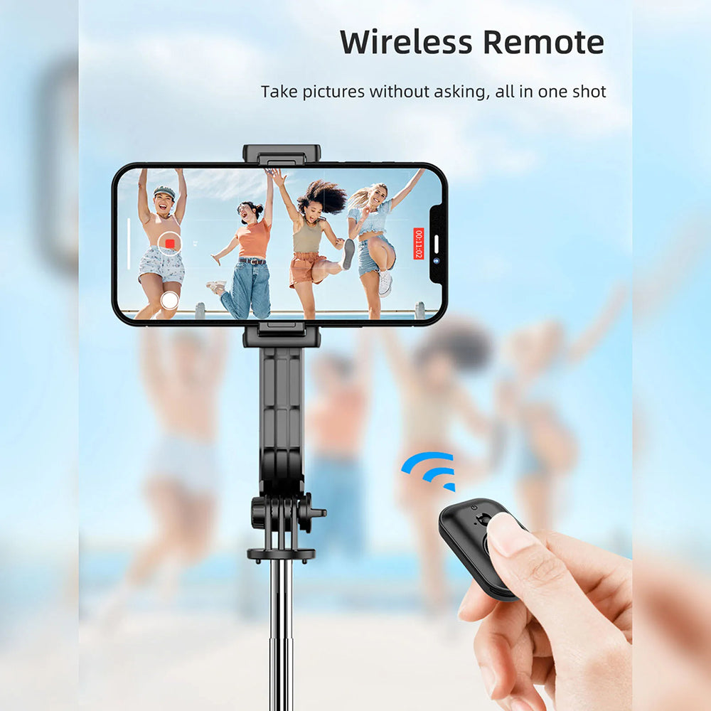 Techsuit - Selfie Stick (C01) - with Foldable Stable Tripod and Bluetooth Remote Control, 106cm - Black