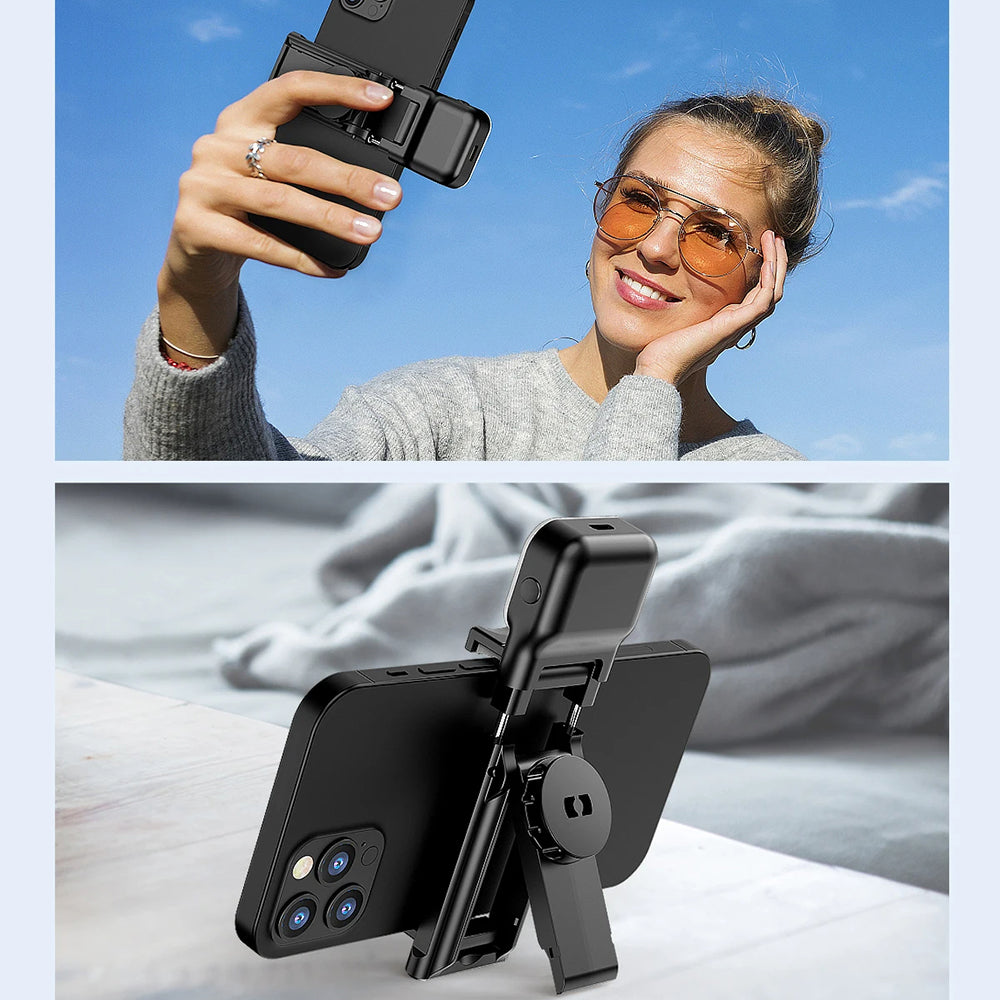 Techsuit - Selfie Stick (C01s) - with Foldable Stable Tripod, Bluetooth Remote Control, Fill Light, 107cm - Black