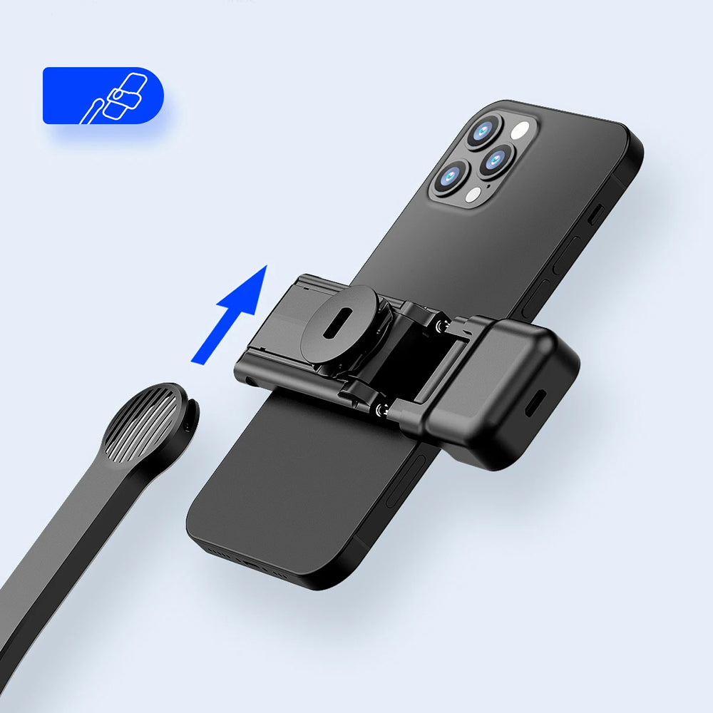 Techsuit - Selfie Stick (C01s) - with Foldable Stable Tripod, Bluetooth Remote Control, Fill Light, 107cm - Black