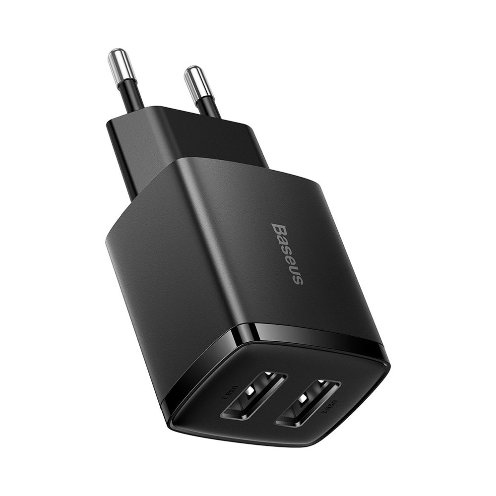 Baseus - Wall Charger (CCXJ010201) - 2 x USB, 10.5W, 5V/ 2A, Polycarbonate - Black