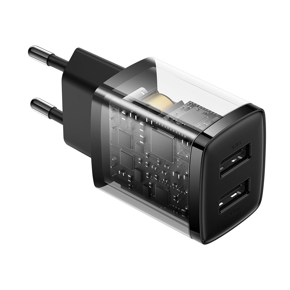 Baseus - Wall Charger (CCXJ010201) - 2 x USB, 10.5W, 5V/ 2A, Polycarbonate - Black