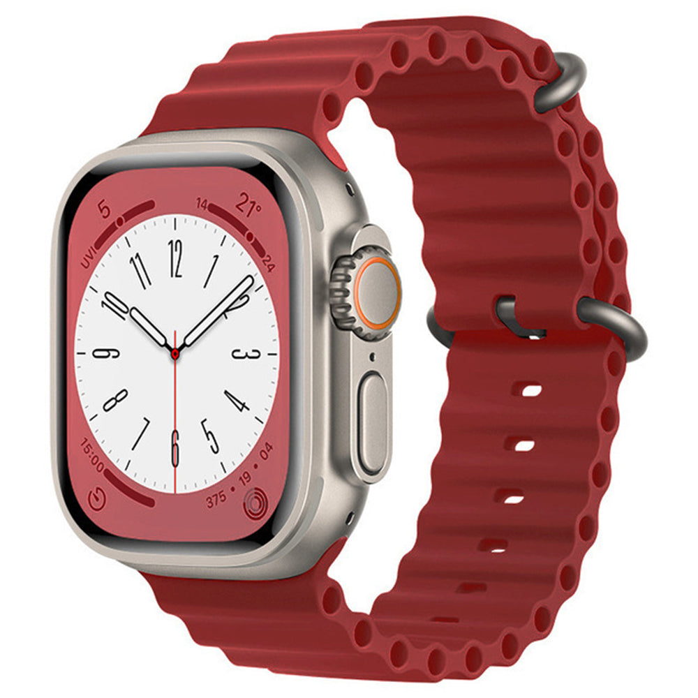 Techsuit - Watchband (W038) - Apple Watch 1/2/3/4/5/6/7/8/9/10/11/SE/SE 2/SE 3/Ultra/2/3 (42/44/45/46/49mm) - Wine Red