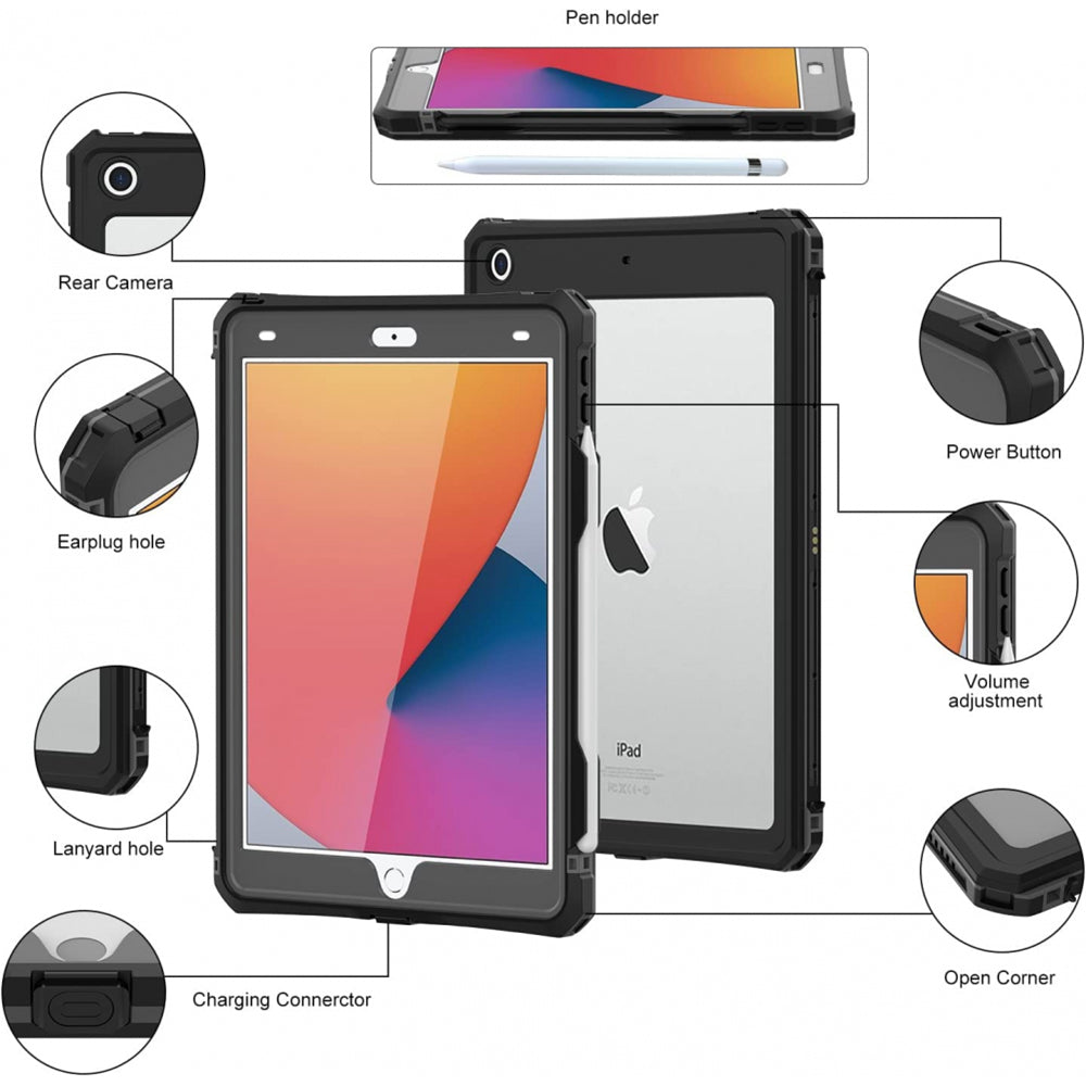ShellBox - Waterproof IP68 - iPad 10.2" (2019 / 2020 / 2021) - Black