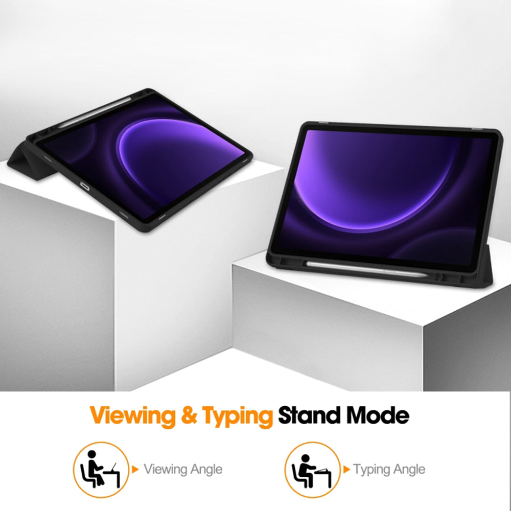 Techsuit - Flex Trifold (with Pencil Holder) - Samsung Galaxy Tab S9 FE / S10 FE - Black
