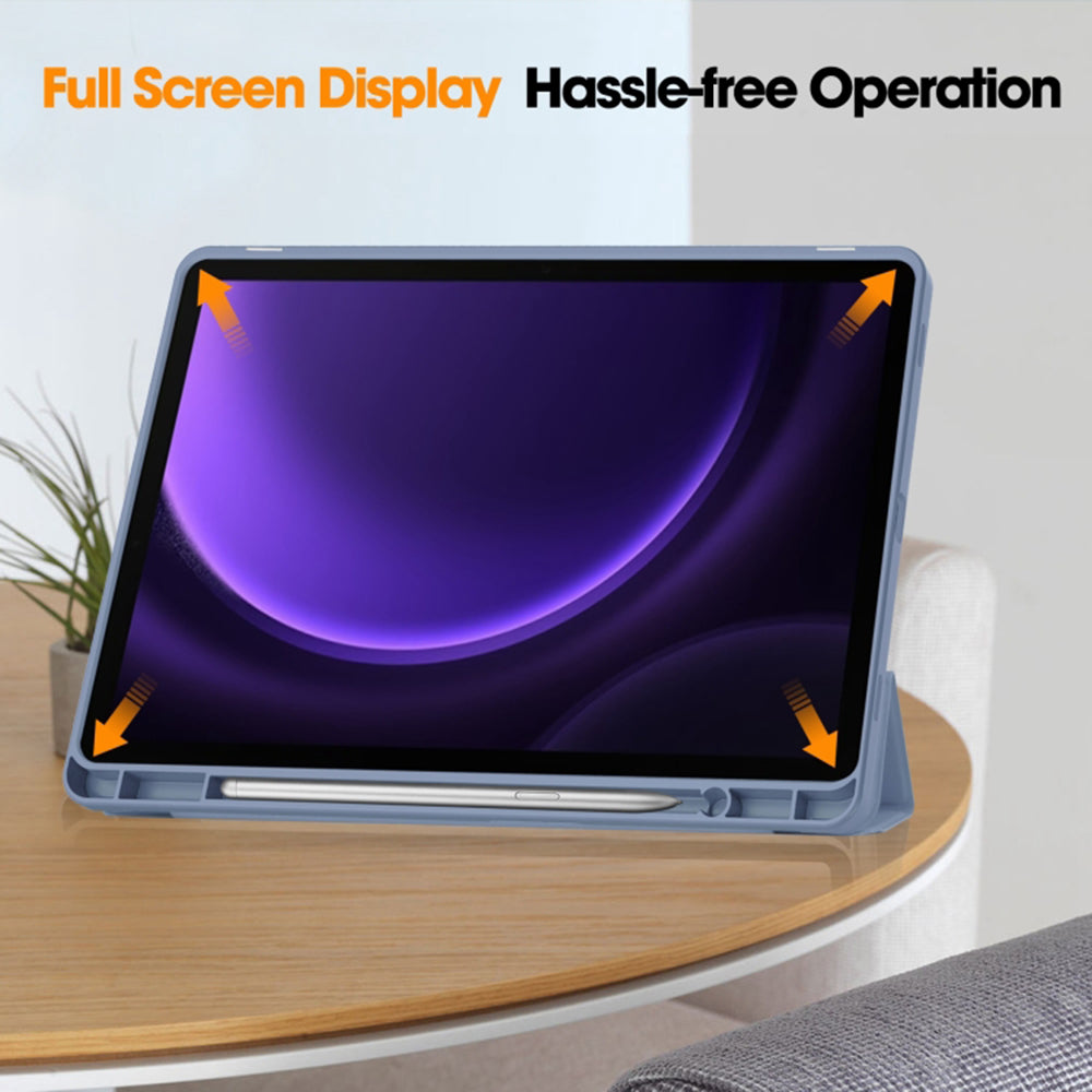 Techsuit - Flex Trifold (with Pencil Holder) - Samsung Galaxy Tab S9 / S9 FE / S10 FE - Purple