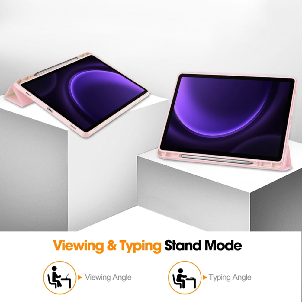 Techsuit - Flex Trifold (with Pencil Holder) - Samsung Galaxy Tab S9 / S9 FE / S10 FE - Pink