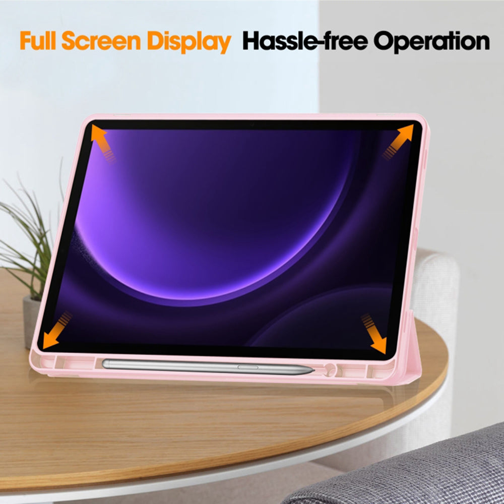 Techsuit - Flex Trifold (with Pencil Holder) - Samsung Galaxy Tab S9 / S9 FE / S10 FE - Pink