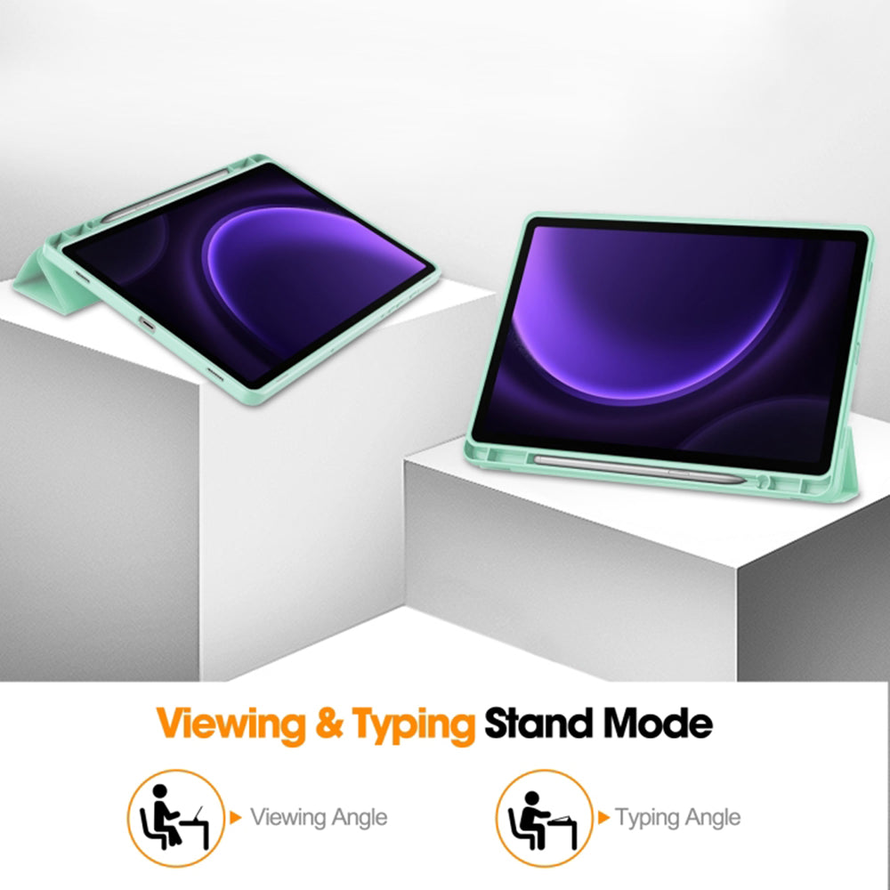 Techsuit - Flex Trifold (with Pencil Holder) - Samsung Galaxy Tab S9 / S9 FE / S10 FE - Matcha Green