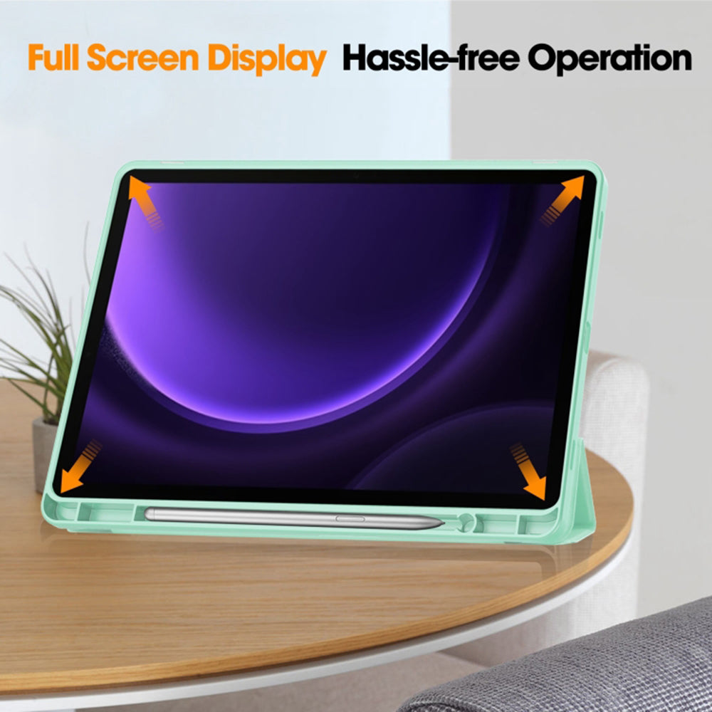 Techsuit - Flex Trifold (with Pencil Holder) - Samsung Galaxy Tab S9 / S9 FE / S10 FE - Matcha Green