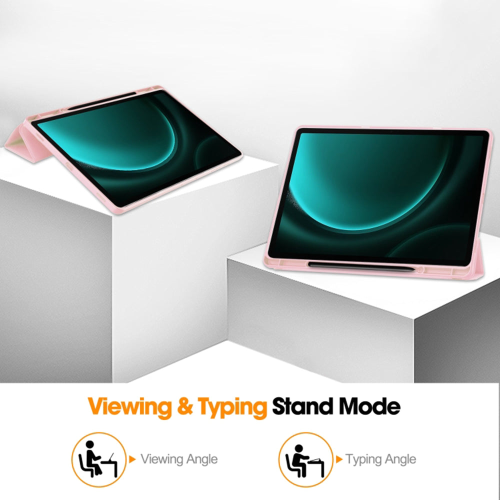 Techsuit - Flex Trifold (with Pencil Holder) - Samsung Galaxy Tab S9 Plus / S10 Plus / S9 FE Plus - Pink