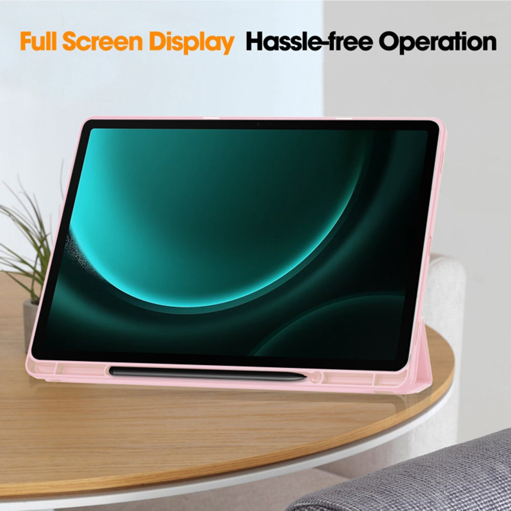 Techsuit - Flex Trifold (with Pencil Holder) - Samsung Galaxy Tab S9 Plus / S10 Plus / S9 FE Plus - Pink