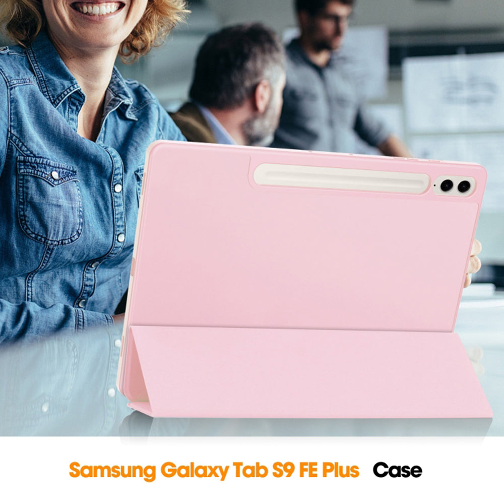 Techsuit - Flex Trifold (with Pencil Holder) - Samsung Galaxy Tab S9 Plus / S10 Plus / S9 FE Plus - Pink