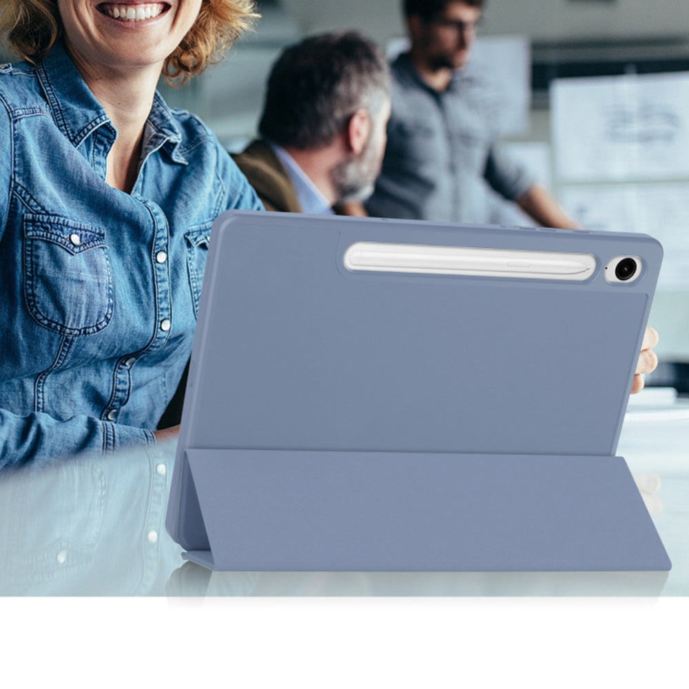 Techsuit - Flex Trifold (with Pencil Holder) - Samsung Galaxy Tab S9 / S9 FE / S10 FE - Gray