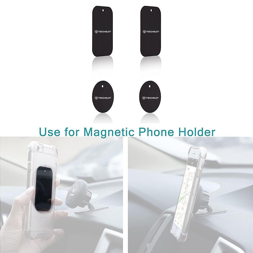 Techsuit - (4 pack) Metal Plate (MP04) - with Matte Cover Paint, Multipurpose Use, with Strong 3M Adhesive - Black