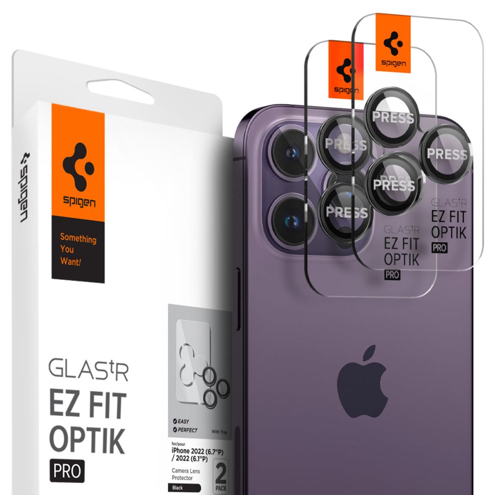 Spigen - (2 pack) Optik.tR EZ Fit Pro Camera Glass (AGL05205)- iPhone 14 Pro/Max/15 Pro/Max/16 Pro/Max/17 Pro/Max - Blac