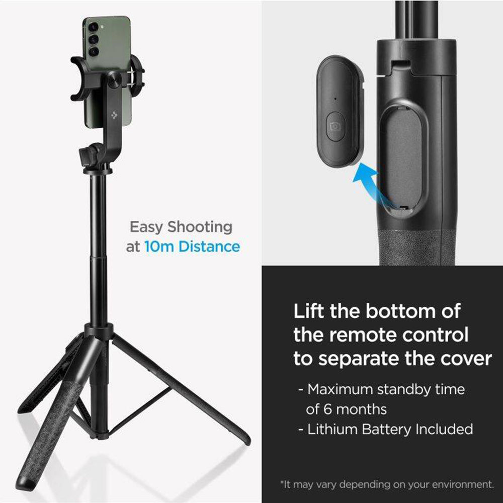 Selfie Stick Spigen S560W (AMP05813), Bluetooth, 1/4 Screw, Negru