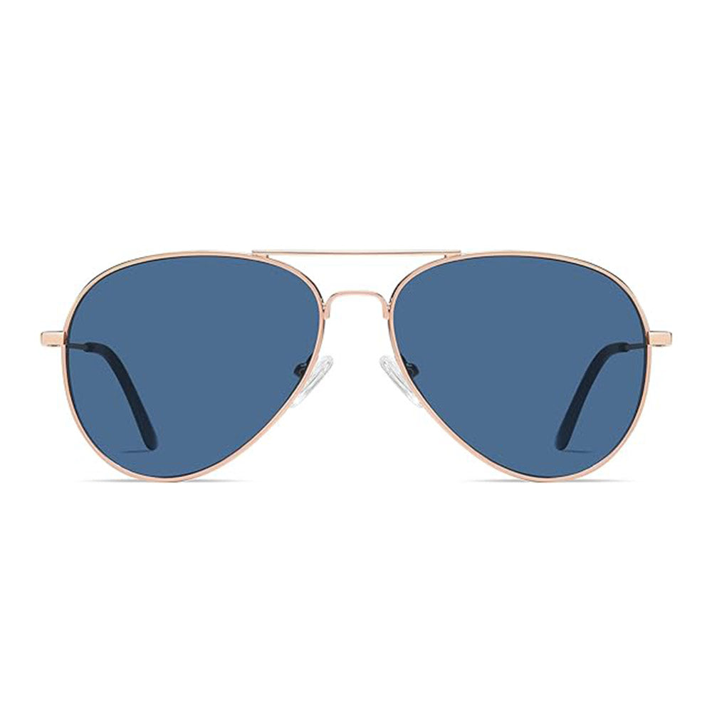 Techsuit - Sunglasses (3025) - for Women and Men, with UV Protection and Metal Frame - Rose Gold / Harbor Blue