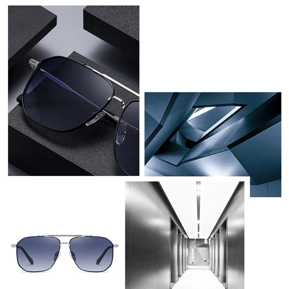 Techsuit - Sunglasses Polarized (8538) - for Men, with UV Protection, Metal - Gun Color / Brown