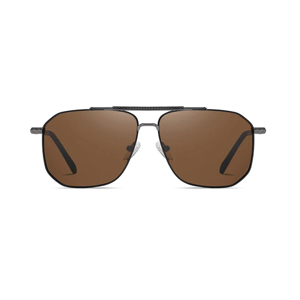 Techsuit - Sunglasses Polarized (8538) - for Men, with UV Protection, Metal - Gun Color / Brown