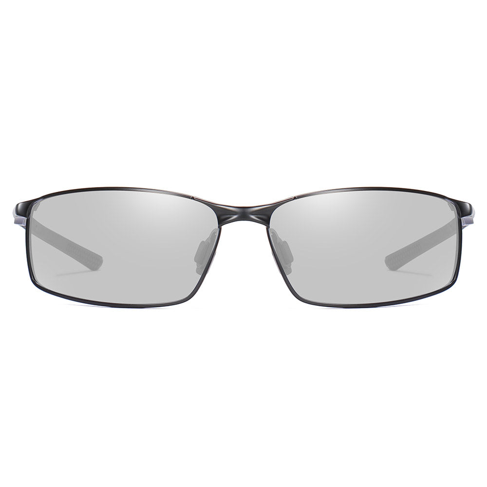 Techsuit - Sunglasses Polarized (559) - for Men, with UV Protection and Metal Frame, Rectangular - Black / Photochromic