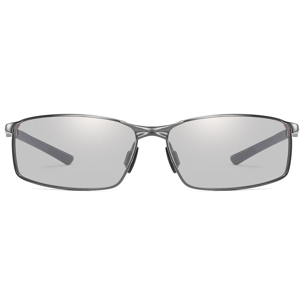 Techsuit - Sunglasses Polarized (559) - for Men, with UV Protection and Metal Frame, Rectangular - Gun Color / Photochro
