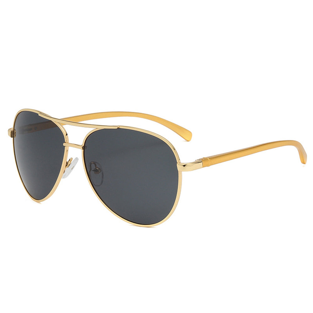 Techsuit - Sunglasses Polarized (2150) - for Men, with UV Protection, Metal Frame - Gold / Black Gray