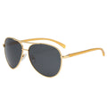 Techsuit - Sunglasses Polarized (2150) - for Men, with UV Protection, Metal Frame - Gold / Black Gray