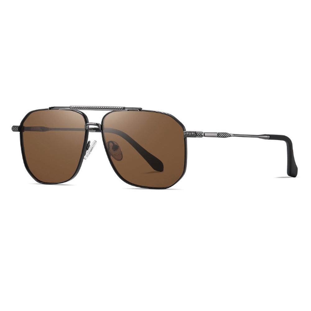 Techsuit - Sunglasses Polarized (8538) - for Men, with UV Protection, Metal - Gun Color / Brown