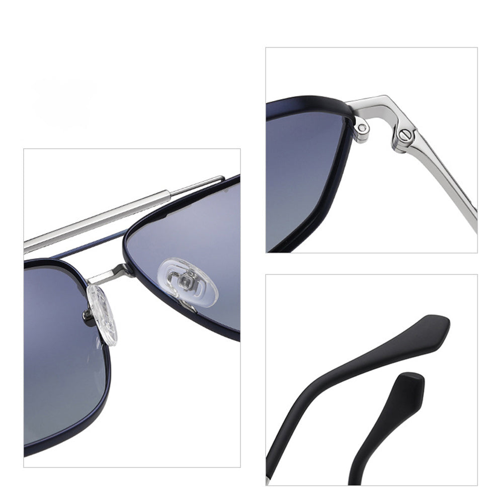 Techsuit - Sunglasses Polarized (8538) - for Men, with UV Protection, Metal - Gun Color / Brown