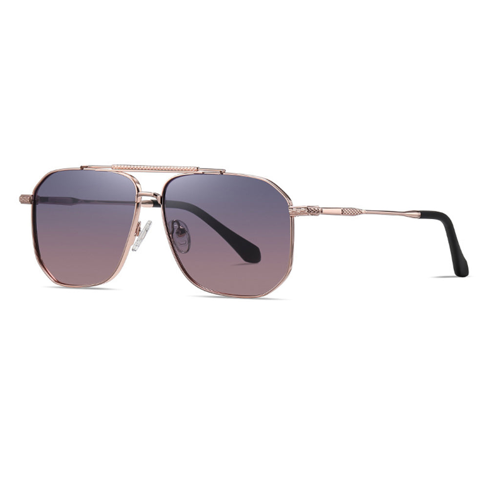 Techsuit - Sunglasses Polarized (8538) - for Men, with UV Protection, Metal - Rose Gold / Gradient Purple