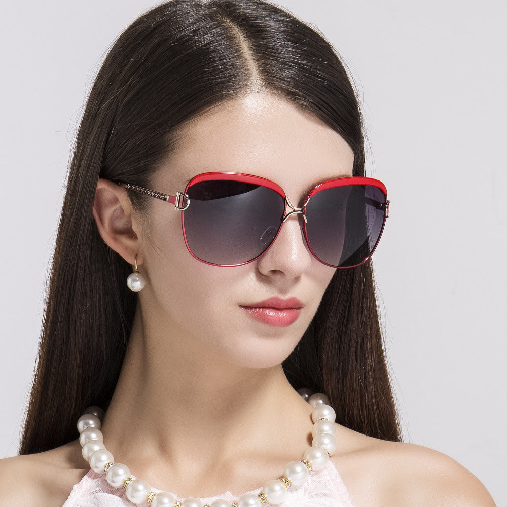 Techsuit - Sunglasses Polarized (8702) - for Women with UV Protection, Metal Frame - Red