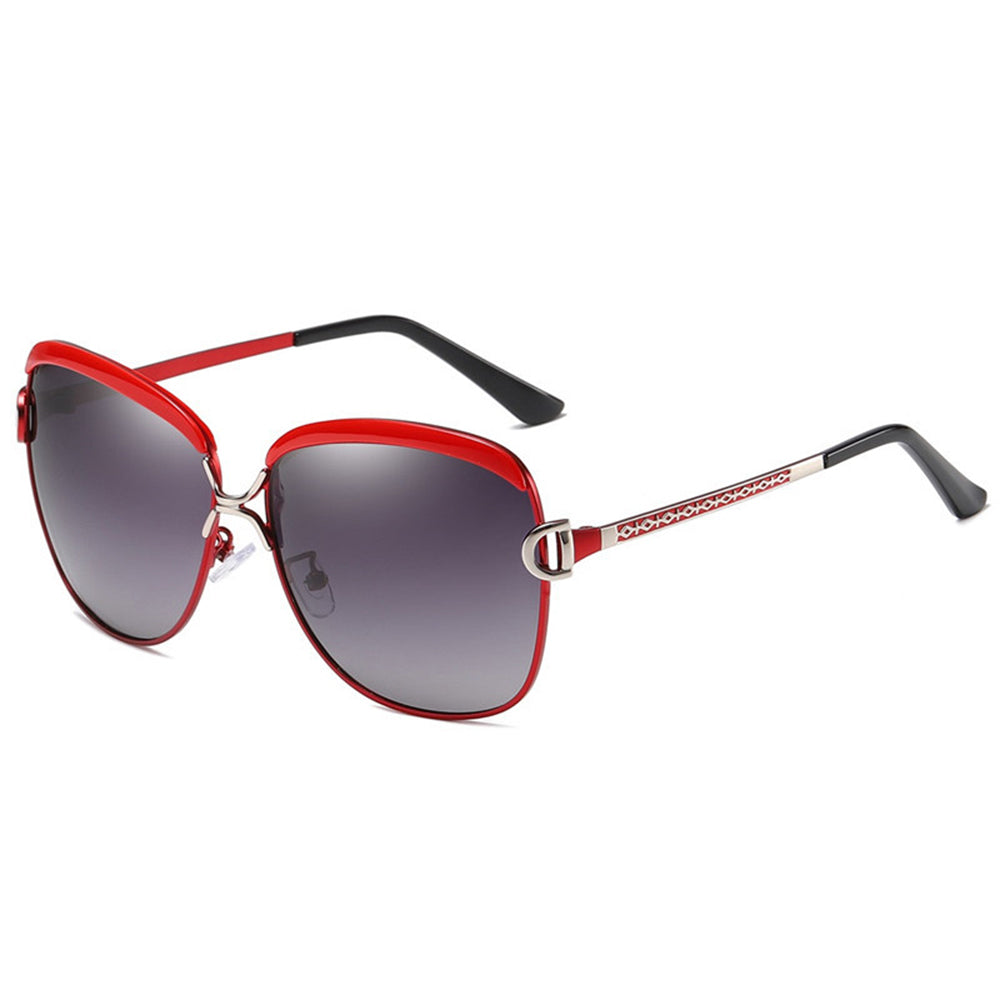 Techsuit - Sunglasses Polarized (8702) - for Women with UV Protection, Metal Frame - Red