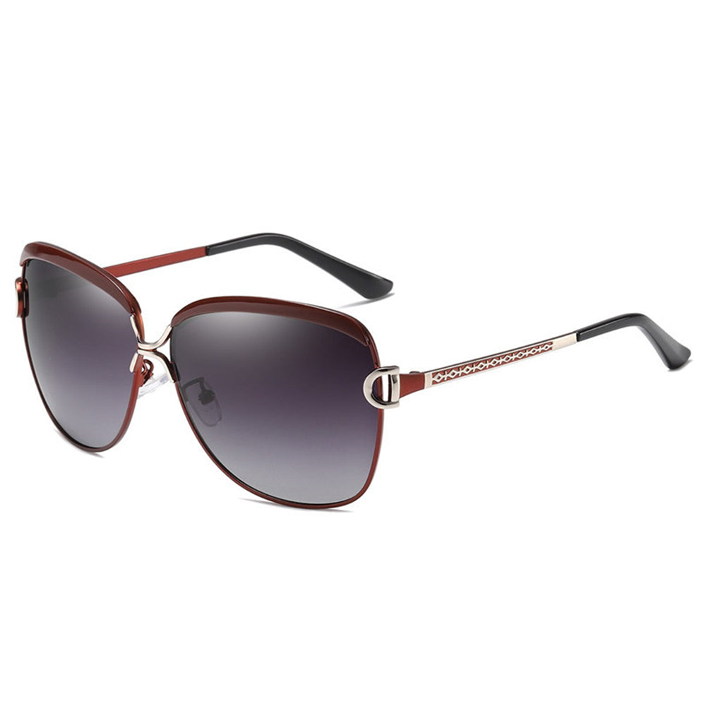 Techsuit - Sunglasses Polarized (8702) - for Women with UV Protection, Metal Frame - Tea