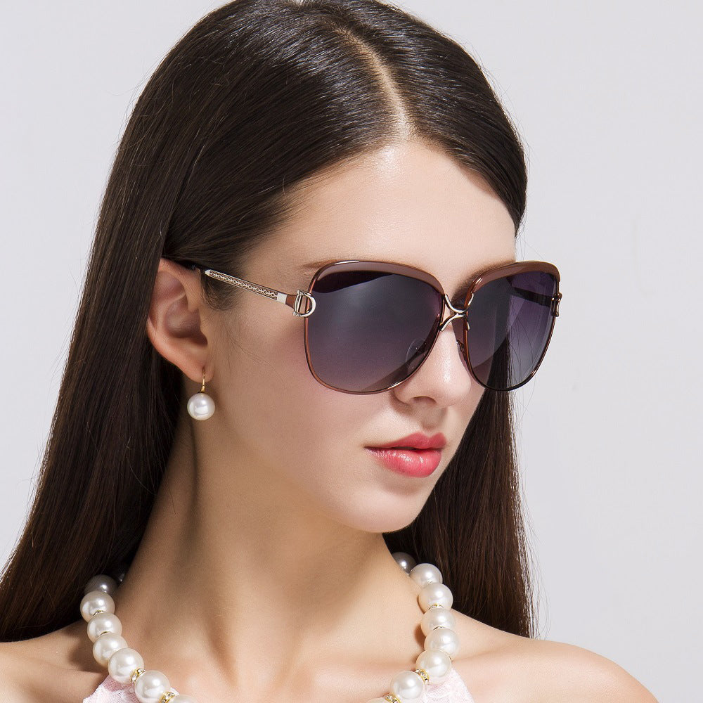 Techsuit - Sunglasses Polarized (8702) - for Women with UV Protection, Metal Frame - Tea