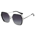 Techsuit - Sunglasses Polarized (9768) - Hexagonal, with UV Protection and Metal Frame - Black / Silver / Gray