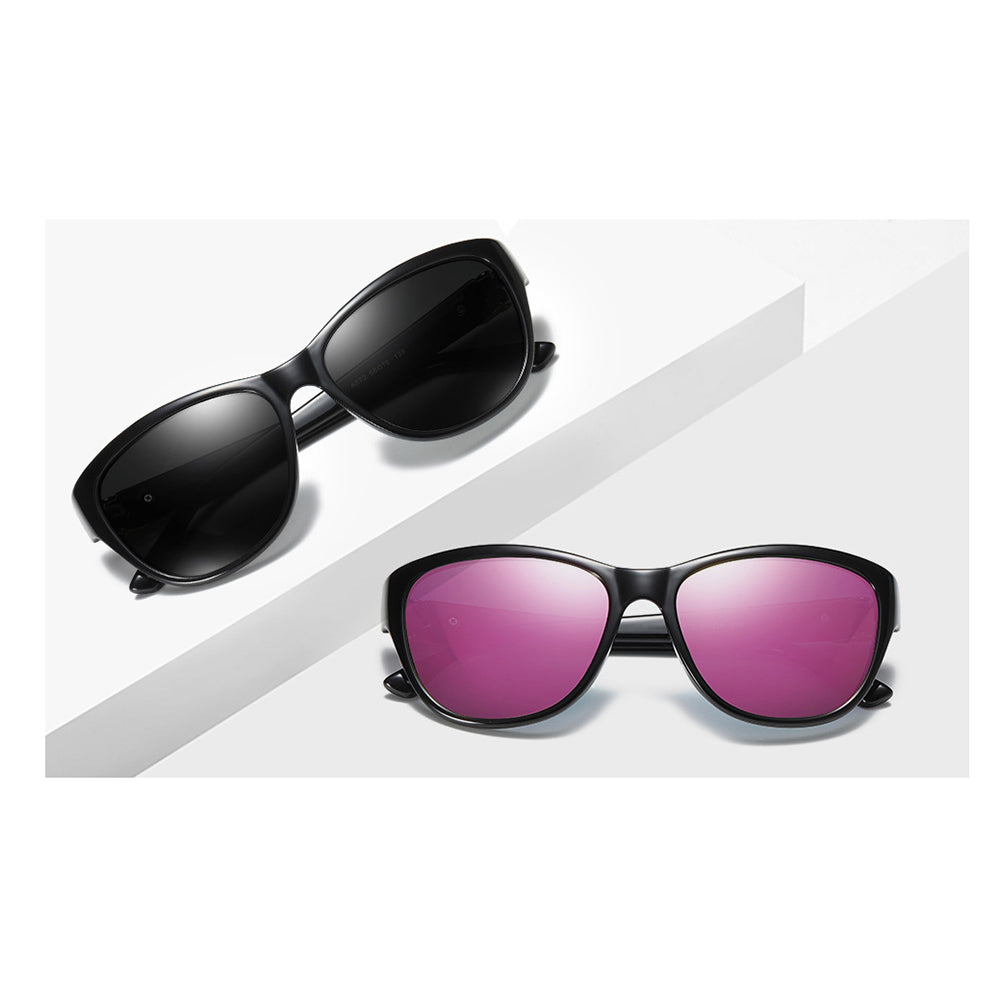 Techsuit - Sunglasses Polarized (A572) - for Women with UV Protection, PC - Black / Gradient Gray