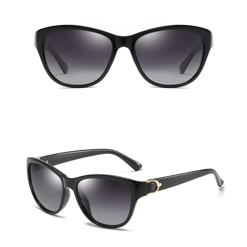Techsuit - Sunglasses Polarized (A572) - for Women with UV Protection, PC - Black / Gradient Gray