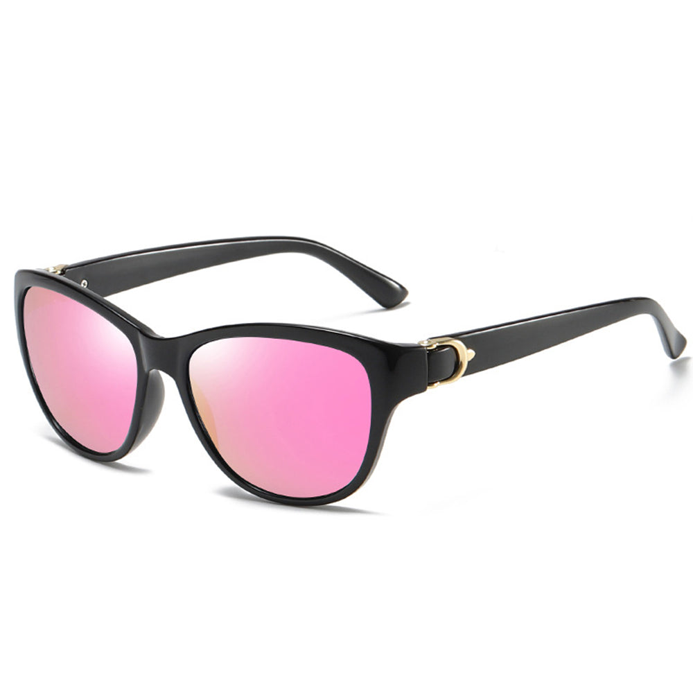 Techsuit - Sunglasses Polarized (A572) - for Women with UV Protection, PC - Black / Pink Mirror