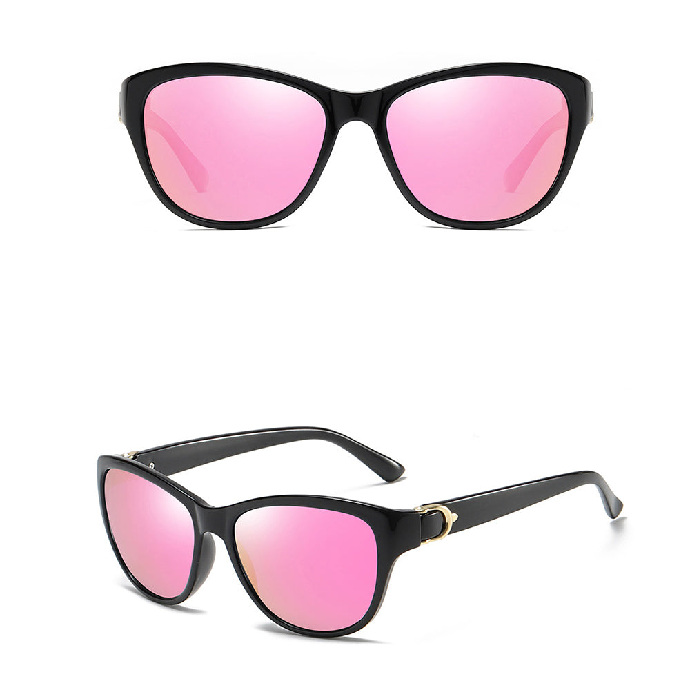 Techsuit - Sunglasses Polarized (A572) - for Women with UV Protection, PC - Black / Pink Mirror