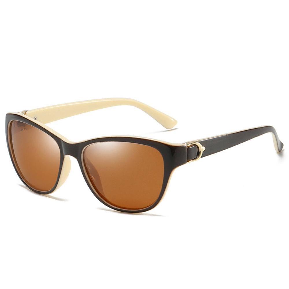 Techsuit - Sunglasses Polarized (A572) - for Women with UV Protection, PC - Brown / White