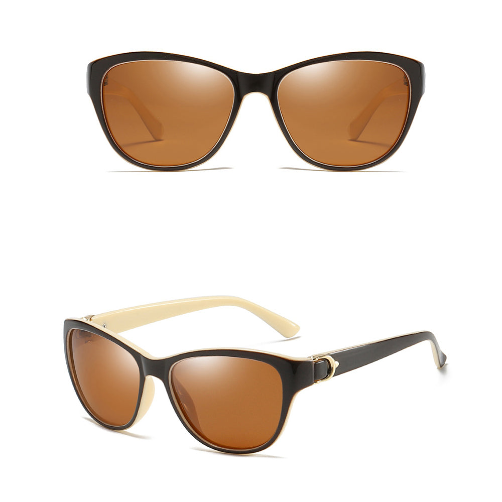 Techsuit - Sunglasses Polarized (A572) - for Women with UV Protection, PC - Brown / White