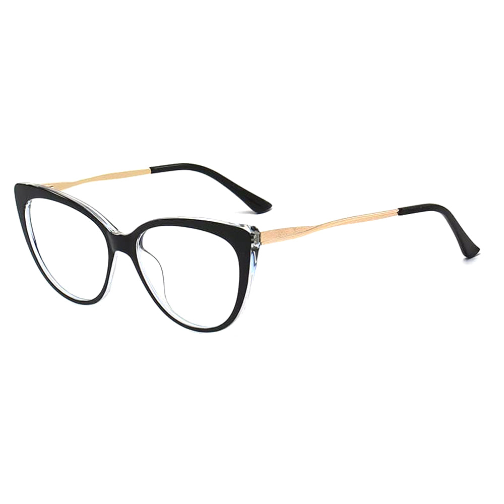 Techsuit - Anti-Blue Light Glasses Reflex Metal (F5018-C72) - Cat Eye - Dark Black