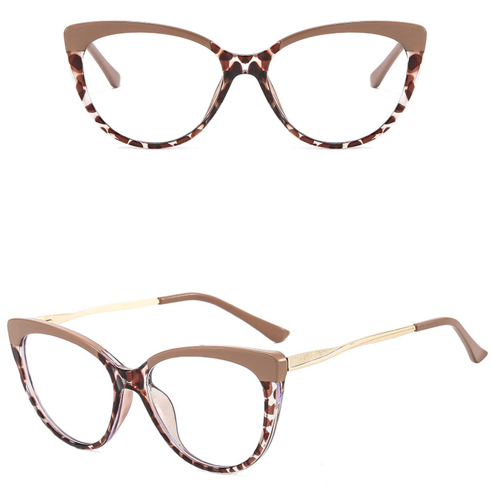 Techsuit - Anti-Blue Light Glasses Reflex Metal (F5018-C42) - Cat Eye - Nude Leopard