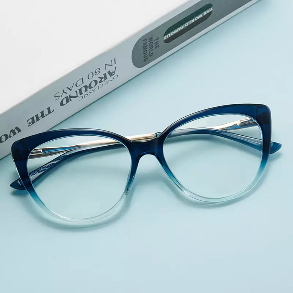 Techsuit - Anti-Blue Light Glasses Reflex Metal (F5018-C42) - Cat Eye - Nude Leopard
