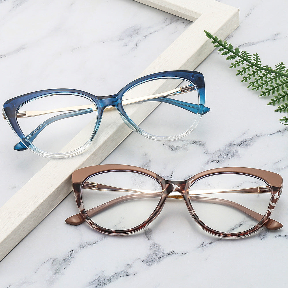 Techsuit - Anti-Blue Light Glasses Reflex Metal (F5018-C42) - Cat Eye - Nude Leopard